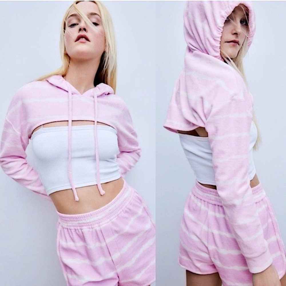 Zara Striped Cropped Hoodie